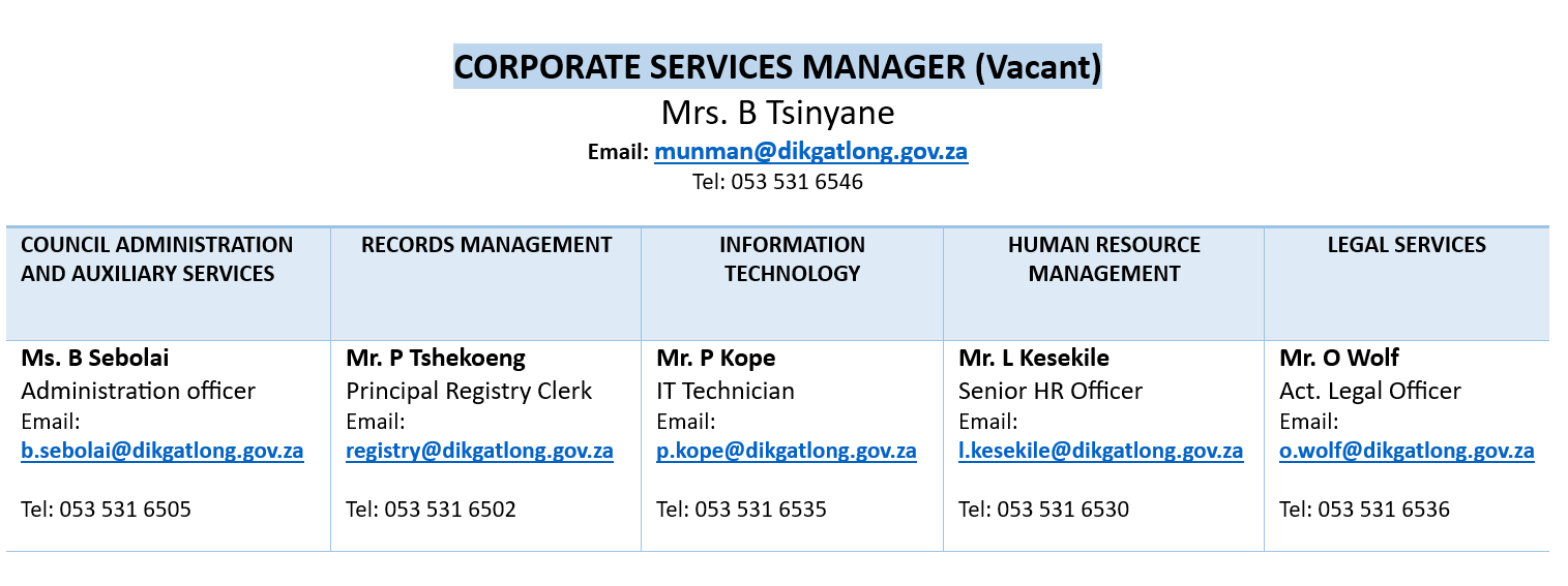 Corporate services department